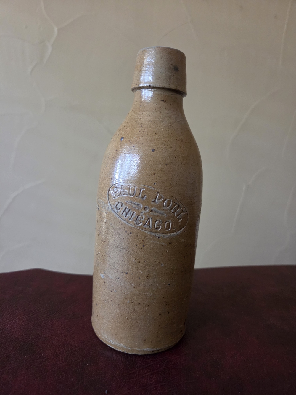 Weiss Tan Stoneware Bottle Manufactured For Chicago Bottler Paul Pohl